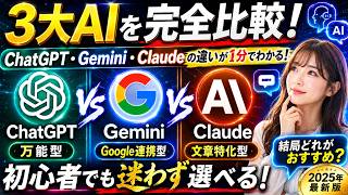 【ChatGPT・Gemini・Claudeを徹底比較！】結局どれを使えばいいの？2026年最新版