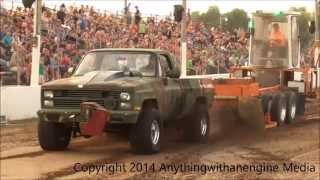 preview picture of video 'LANCE FREDERICKS F-BOMB CHEVY PULLING TRUCK AT MTTP PULLS HART, MI  8-22-2014'