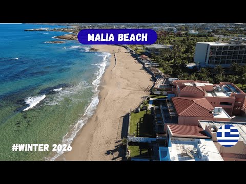 MALIA Beach walk Winter POV | Walking tour Malia beach during winter 2026