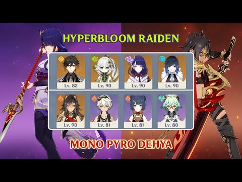 Raiden Hyperbloom & Dehya C0 mono pyro Spiral Abyss 3.5 Floor 12 9 stars