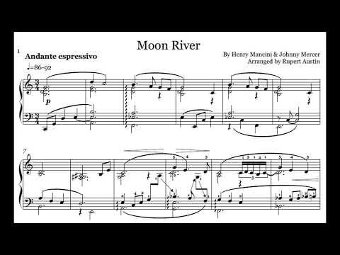Moon River. Arranged for solo piano, with music sheet