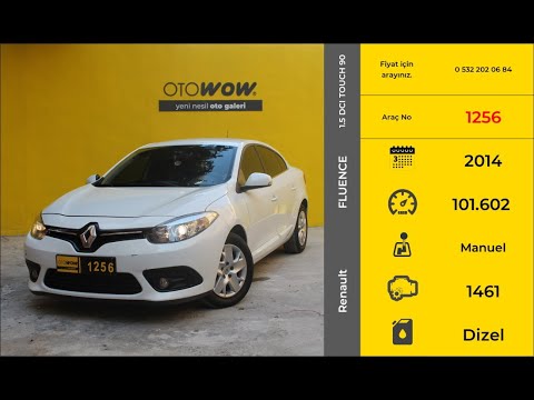 SATILIK Renault FLUENCE - 1.5 DCI TOUCH 90 - Km :101602 - Vites :Manuel - 2014 Model - Araç No:1256