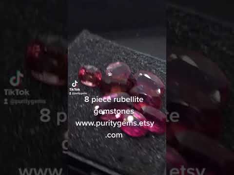 8 piece rubellite tourmaline gemstone set www.puritygems.etsy.com