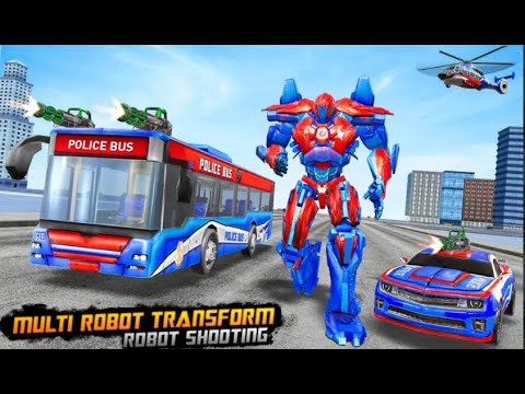 Bus Robot Car Transform War –Police Robot games Simulator #03 Android Gameplay.
