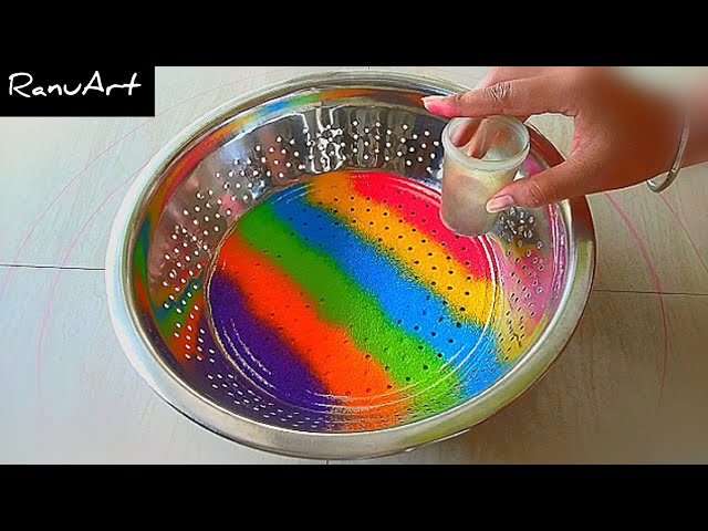 Muti colored hoil rangoli design by ranu art