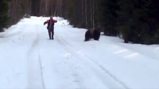 Man scares the living shit out of an attacking