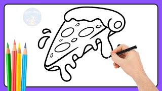 How to Draw a Pizza 🍕 | Easy Step-by-Step Drawing for Kids | Color's Artbox