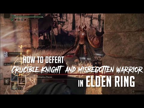 How to Defeat Misbegotten Warrior and Crucible Knight at Redmane Castle in Elden Ring (Easy Kill)