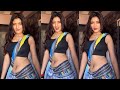 Low Hip Saree Draping Style For Slim Body Type Multi Color Chiffon Saree With Matching U Neck Sleeve
