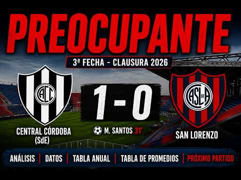 Otra derrota de San Lorenzo: 0-1 ante Central Córdoba | Análisis | Fecha 3 - Clausura 2026