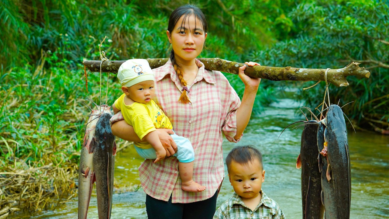 30-Day Journey: Fishing Giant and Fish trap in the Deep Forest. Wild Life