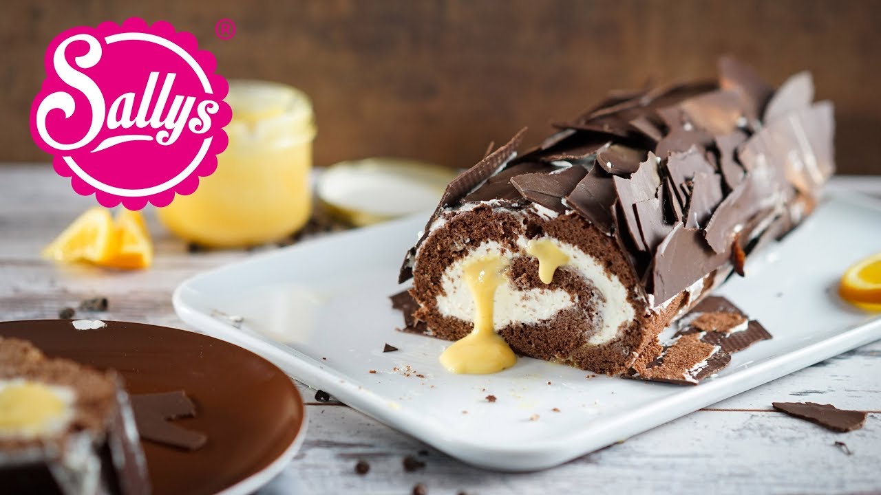 Schokoladenrolle mit Orangencurd / feine Biskuitrolle / Sally backt um 15 Uhr auf VOX!