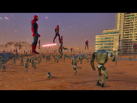10,000 SPIDER MAN vs  10,000 BATTLE DROIDS SOMETHING WENT WRONG Ultimate Epic Battle Simulator UEBS