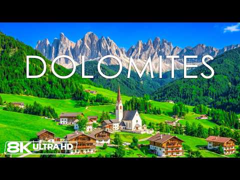 Dolomites 8K | Majestic Peaks & Serene Villages – Alpine Views & Lush Green Valleys