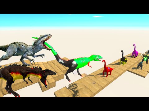 3x INDORAPTOR CARCHARODONTOSAURUS vs GODZILLA DEATH FALL   ARBS