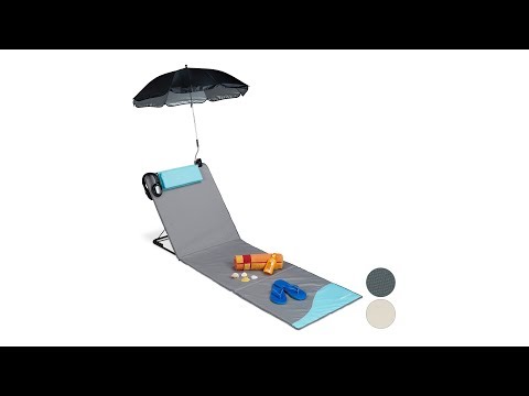 Strandmatte mit Sonnenschirm Schwarz - Grau