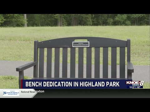 Bench made of recycled plastics dedicated at Highland Park