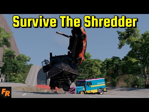 Survive The Shredder With Random Cars! - BeamNG Drive