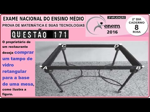 CURSO MATEMÁTICA ENEM 2016 QUESTÃO 171 PROVA ROSA RESOLVIDA EXAME NACIONAL ENSINO MÉDIO 2ª Aplicação