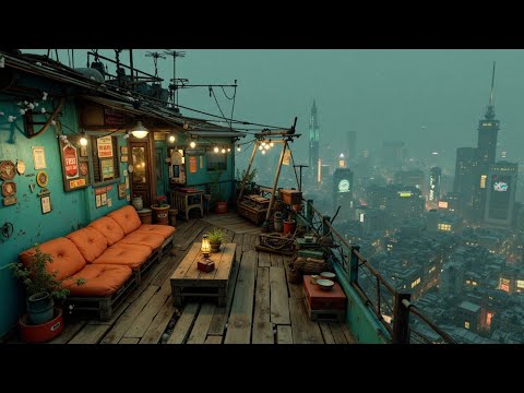 Lofi Chill Mix 🌃 Retro Rooftop Ambience in Tokyo | Relaxing Beats for Work & Focus