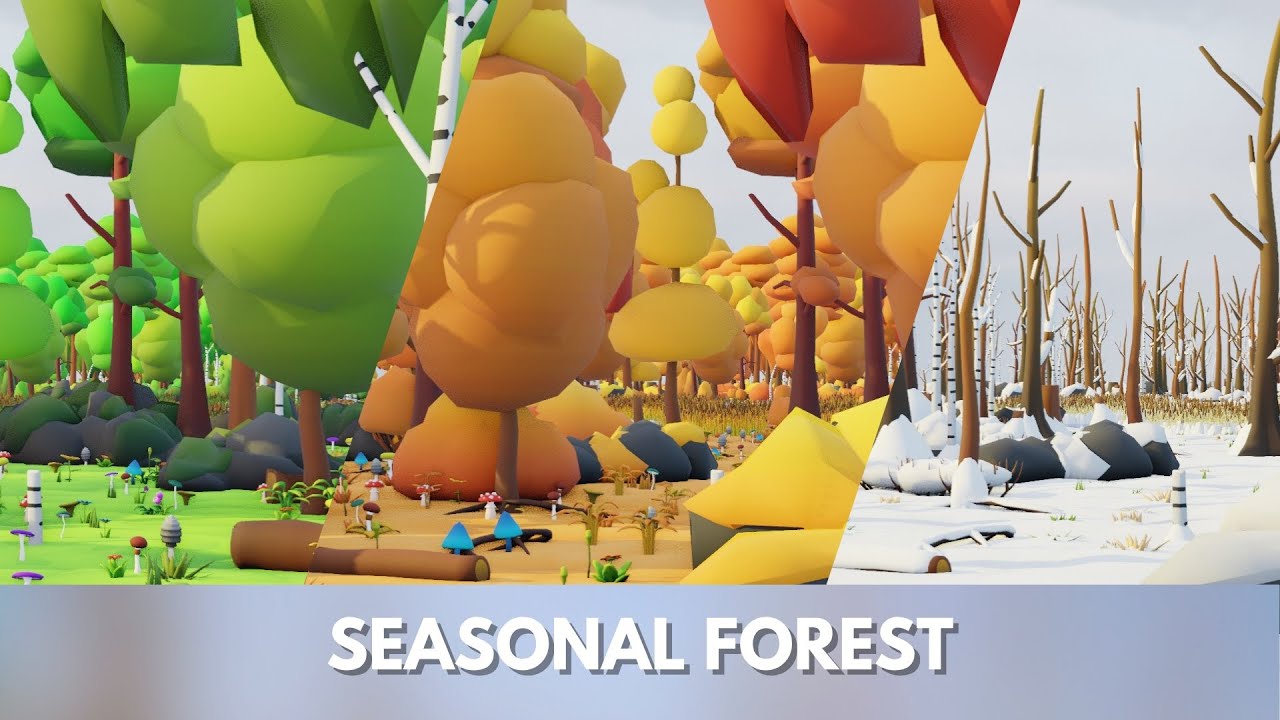Low Poly Seasonal Forest Biome 3D Model