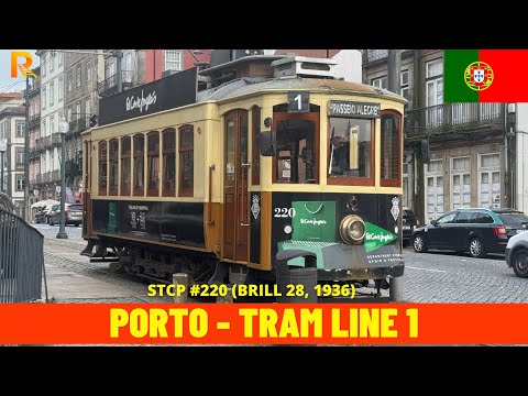 Cab Ride on Porto’s Vintage Tram Line 1 (Elétricos do Porto, Portugal) train driver's view 4K