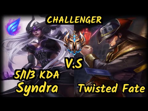 SKT T1 Faker (SYNDRA) vs TWISTED FATE - 5/1/3 KDA MID CHALLENGER GAMEPLAY - KR