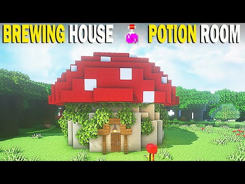 Mushroom House and Potion Room (Automatic Brewing Station #Minecraft)