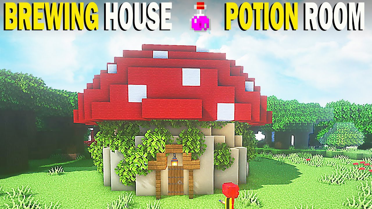 Mushroom House and Potion Room (Automatic Brewing Station #Minecraft)
