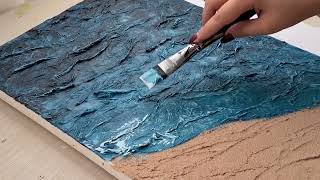 3D Sea Painting with Texture Paste & Tissu | DIY Ocean Waves Textured Art