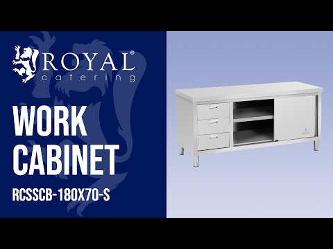 video - Work Cabinet - 180 x 70 x 85 cm - Royal Catering - 600 kg load capacity - 3 drawers