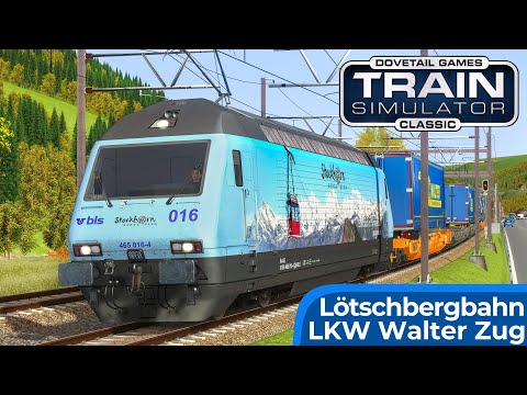 Walter truck train on the Lötschberg Railway | TRAIN SIMULATOR CLASSIC | Swiss BLS - Re 465 "Stoc...