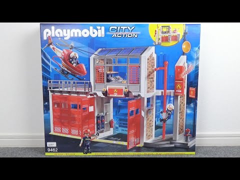 playmobil（プレイモービル）のガレージやヘリパッドがある大きな消防署を組み立てていくよ♪9462