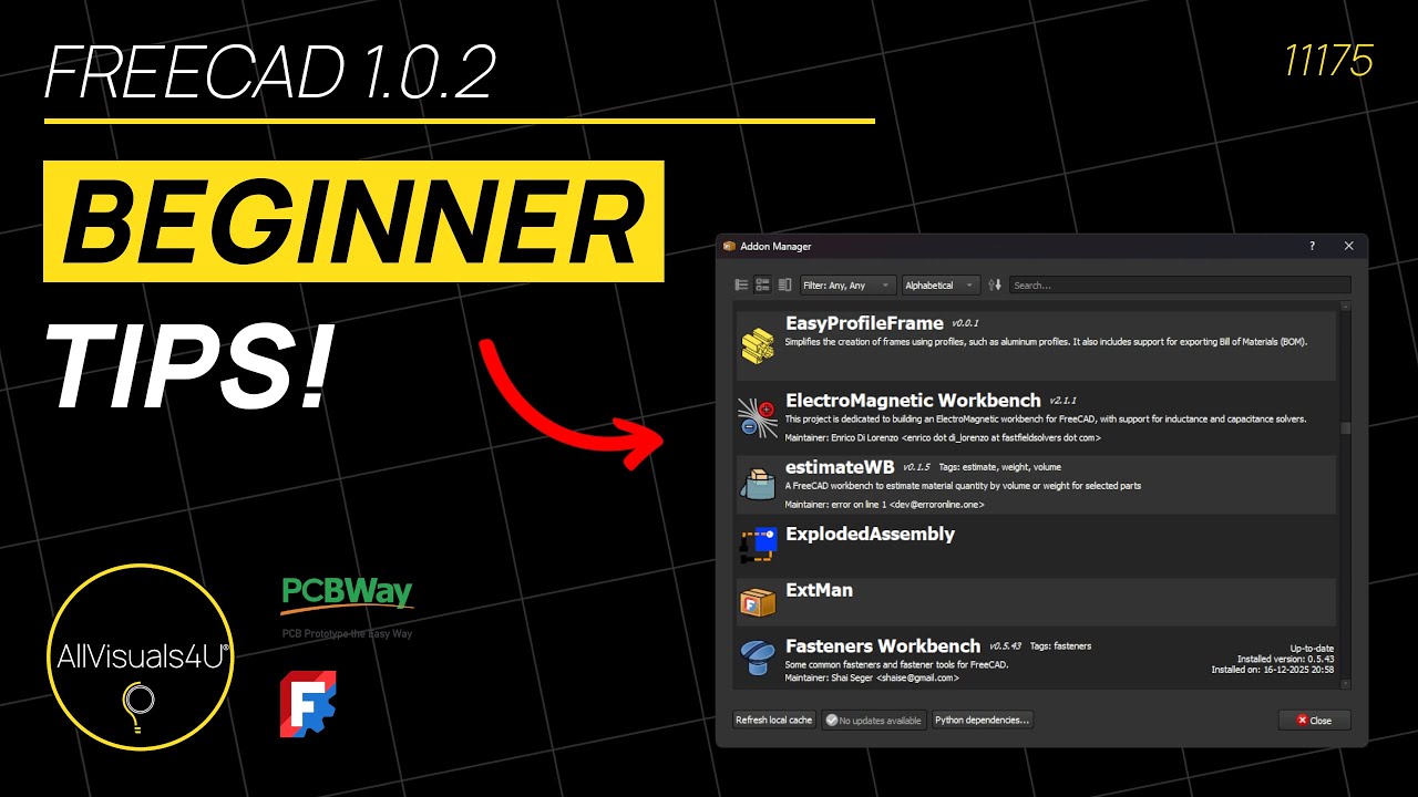 🔧 FreeCAD Beginner Tutorial - FreeCAD Addon Manager - How To Install FreeCAD Workbenches