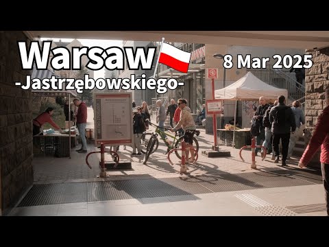 Spring Walk Warsaw Jastrzębowskiego Poland - March 2025 | Walking Tour