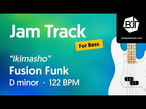 Fusion Funk Jam Track in D minor (for bass) "Ikimasho" - BJT #111