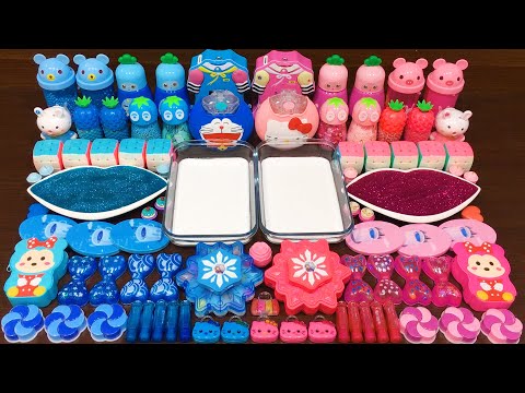 PINK vs BLUE! Mixing Random into GLOSSY Slime ! Satisfying Slime Video #333