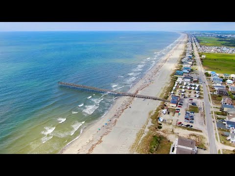 Drone footage of Holden Beach and Pier