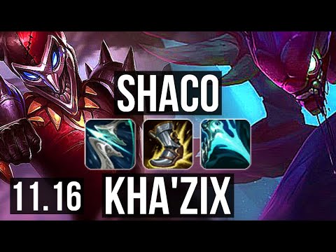 SHACO vs KHA'ZIX (JUNGLE) | Rank 5 Shaco, 1.9M mastery, 6 solo kills | BR Challenger | v11.16