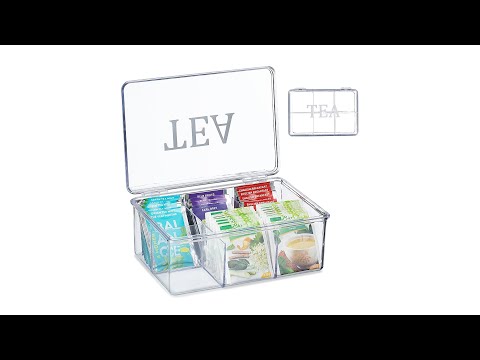 Transparente Teebox mit 6 Fächern Silber - Kunststoff - 22 x 9 x 15 cm