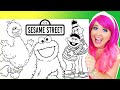 Coloring Sesame Street Cookie Monster Big Bird Bert Ernie Coloring Pages Markers Crayons
