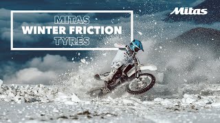 Pneu Mitas 110/100-18" C16 Winter ICE (biely pruh) 64M TT - zimná zmes Winter Friction