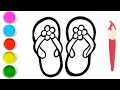 Draw Sandals 🩴🎀🩴🌈 Coloring For Kids & Toddlers I Kids Colour & Art 🎨