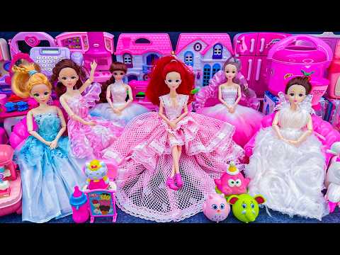 10 Minutes Satisfying with Unboxing Princess House Playset, Barbie Doll Bedroom Wedding Toys ASMR