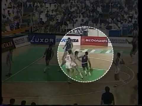 Galis against three players/Eurobasket 1987 Vs Yugoslavia/Group stage