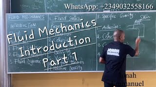 Fluid Mechanics Introduction Part 1: Definition, Branches, Properties, Basic Formulas and Units.