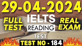 IELTS Reading Test 2024 with Answers | 29.04.2024 | Test No - 184