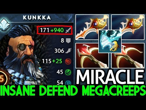 Miracle- [Kunkka] Pro player 58 Min Defend Mega Creeps Unbelievable Game 7.21 Dota 2