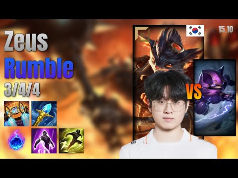Zeus Top Rumble vs Kennen lol KR solo rank Full Game 15.10 | 제우스 럼블 vs 케넨