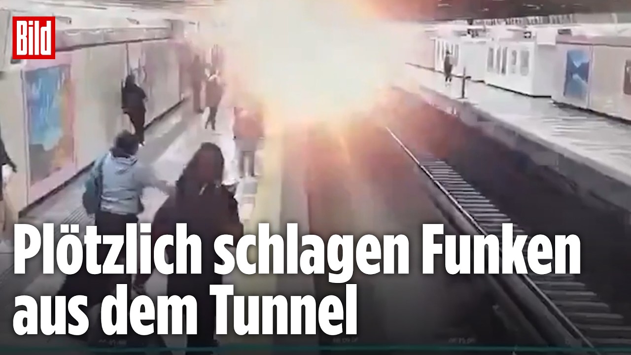 MEXICO-CITY: Brennende U-Bahn löst Panik aus! Funken schlagen aus dem Tunnel!
